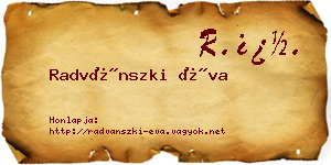 Radvánszki Éva névjegykártya